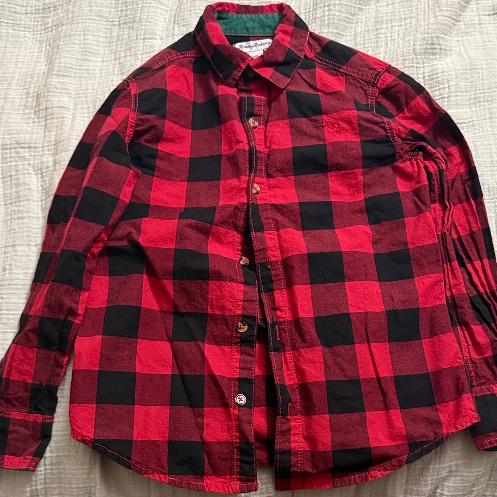 Tommy Bahama Red and Black Checkered Men's Shirt